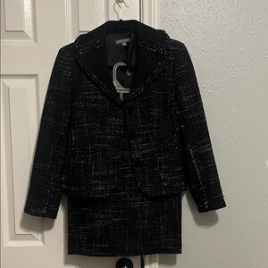 Ann Taylor Black and White Tweed Blazer and Skirt Set